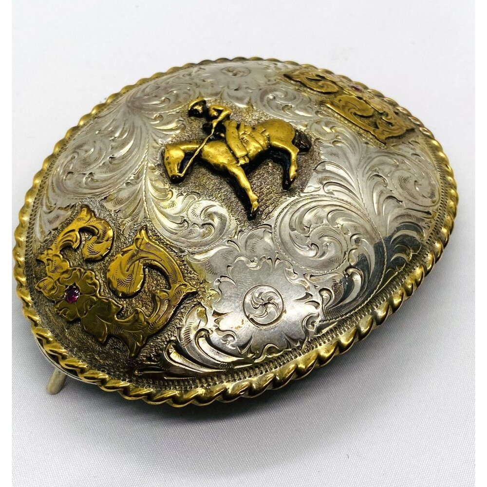Eureka Rodeo Large Belt Buckle Sterling Silver 925